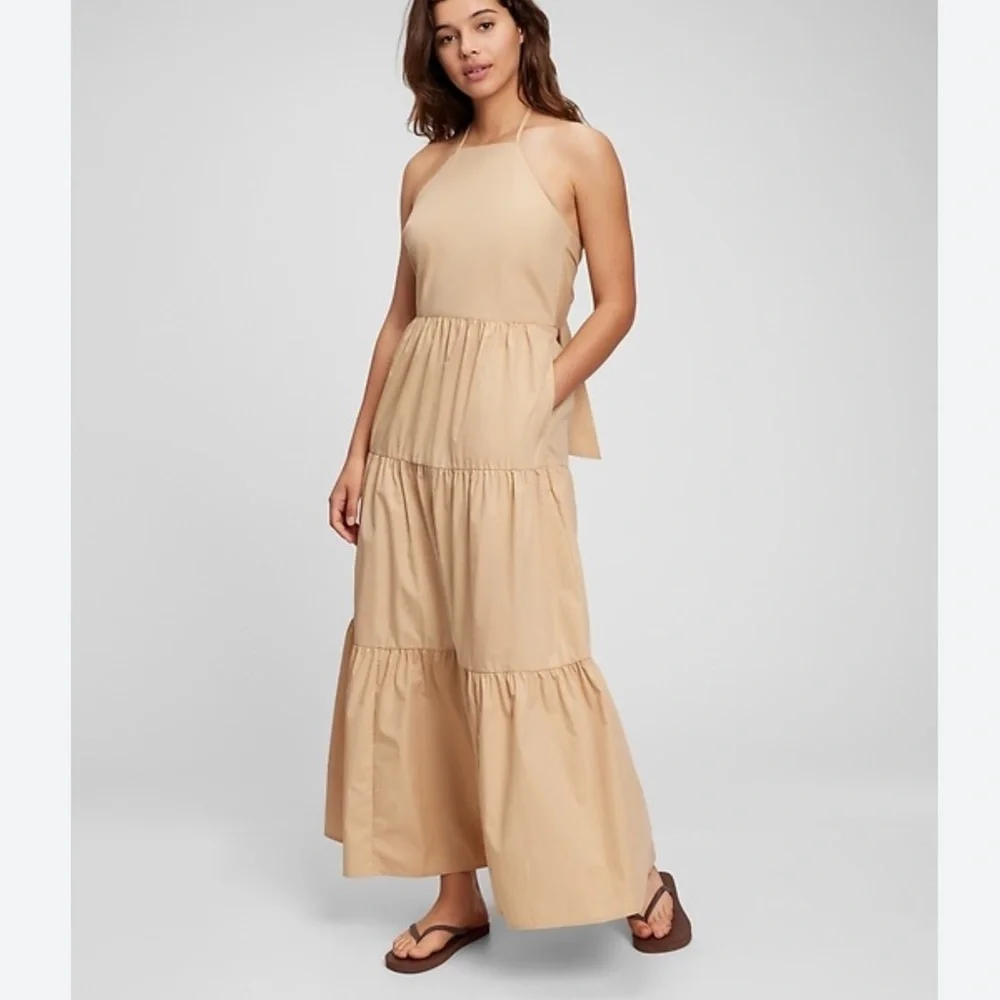 GAP Tie back halter maxi dress Size 10 New with tag Sand beige color